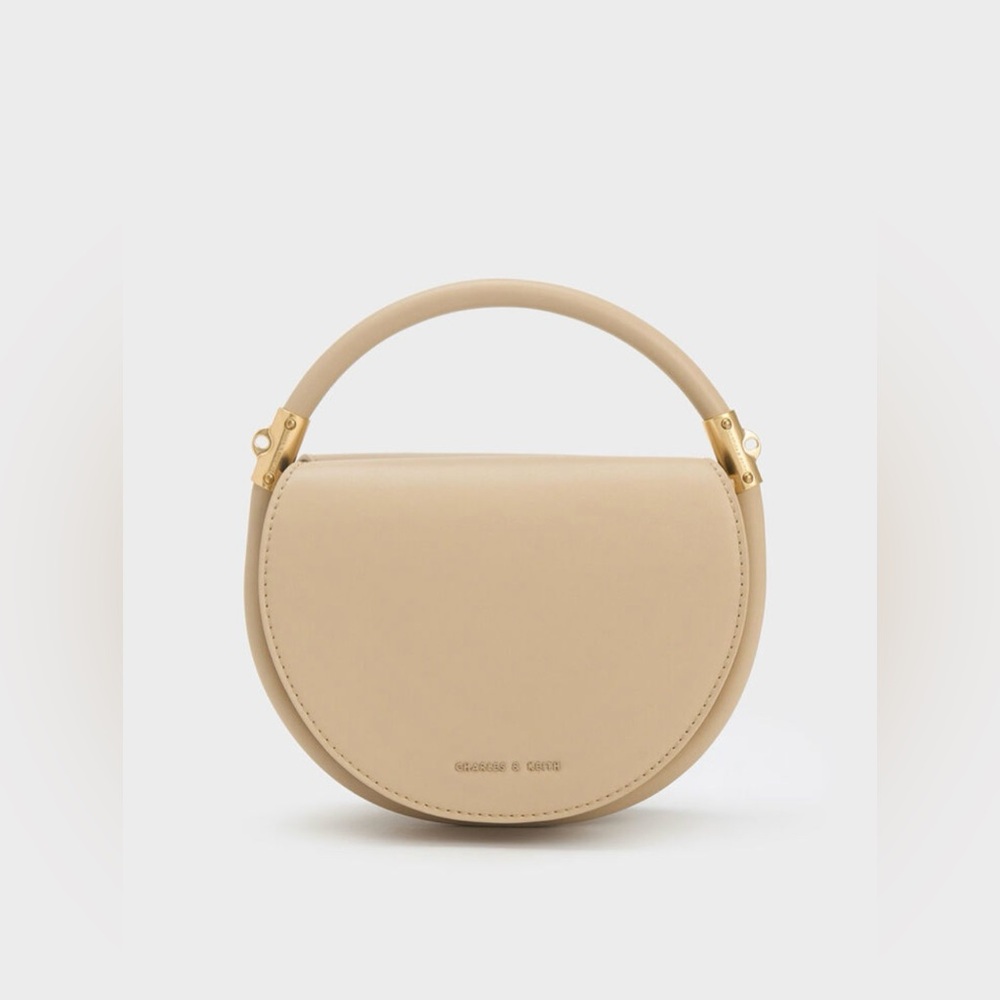 NWT Charles & Keith Lara Circle Medium Beige Handbag